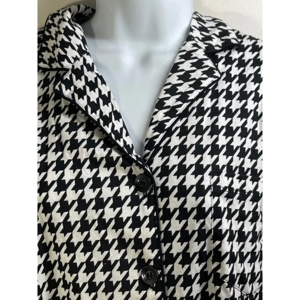 Kim Rogers Womens XL Intimates Houndstooth‎ Pajama Top Black White
